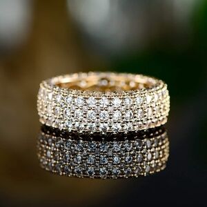 18k Yellow Gold Eternity Diamond Ring Wide Band